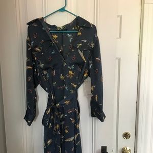 Zara Blue Patterned Wrap Dress